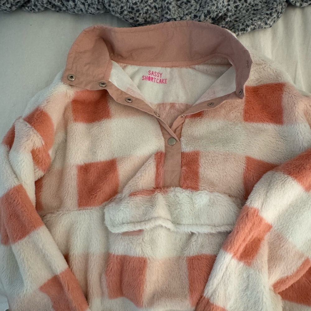 Pink and White Checkered Women's Top